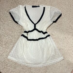 White and Black Sheer top